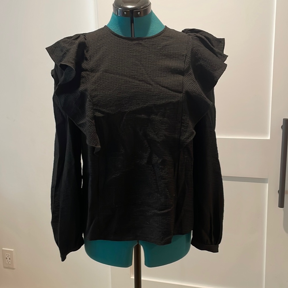 Madewell Ruffled Shoulder Long Sleeve Blouse Size XS